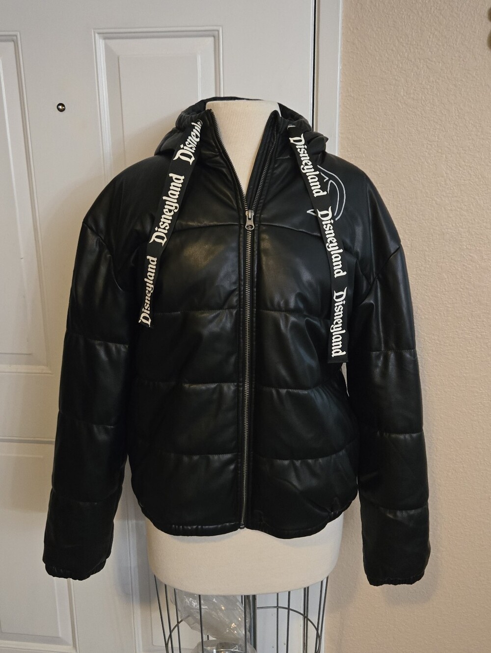 Disney Black Puffer Jacket with Hood